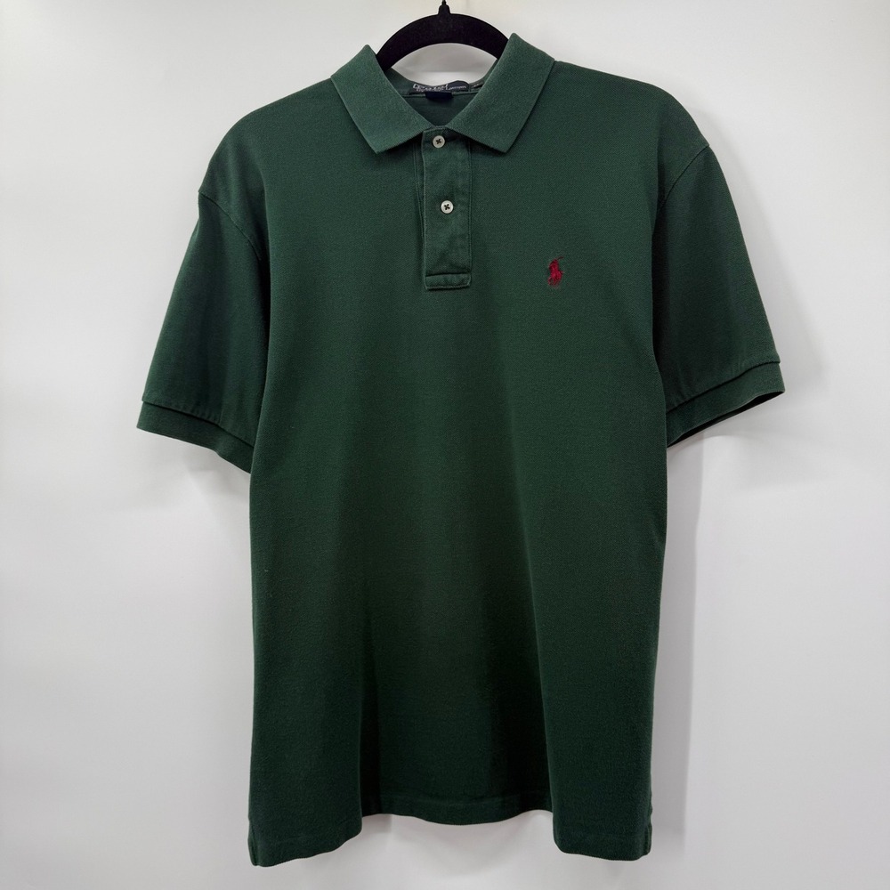 Polo Ralph Lauren Mens Medium Polo Shirt Green Short Sleeve Pony Logo Pique